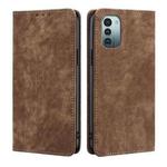 For Nokia G21/G11 Anti-theft Brush Magnetic Leather Phone Case(Brown)