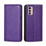 For Motorola Moto G42 4G Grid Texture Magnetic Flip Leather Phone Case(Purple)