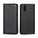For TCL 30T T603DL Grid Texture Magnetic Flip Leather Phone Case(Black)