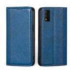 For TCL 30T T603DL Grid Texture Magnetic Flip Leather Phone Case(Blue)