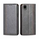 For TCL 30Z T602DL Grid Texture Magnetic Flip Leather Phone Case(Grey)