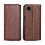For TCL 30Z T602DL Grid Texture Magnetic Flip Leather Phone Case(Brown)