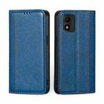 For TCL 303 Grid Texture Magnetic Flip Leather Phone Case(Blue)