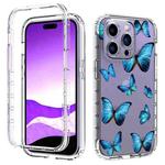 For iPhone 14 Pro Transparent Painted Phone Case(Blue Butterflies)