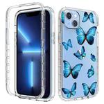 For iPhone 14 Plus Transparent Painted Phone Case (Blue Butterflies)