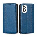 For Samsung Galaxy A73 5G Grid Texture Magnetic Flip Leather Phone Case(Blue)