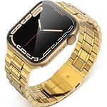 5-bead Stainless Steel Watch Band For Apple Watch Ultra 49mm / Series 8&7 45mm / SE 2&6&SE&5&4 44mm / 3&2&1 42mm(Gold)