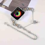 Double Chain 2-bead Stainless Steel Watch Band For Apple Watch Ultra 49mm / Series 8&7 45mm / SE 2&6&SE&5&4 44mm / 3&2&1 42mm(Silver and Gold)