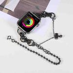 Double Chain 2-bead Stainless Steel Watch Band For Apple Watch Series 8&7 41mm / SE 2&6&SE&5&4 40mm / 3&2&1 38mm(Black)