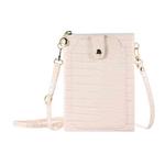 Stone Texture Card Holder Mobile Phone Zipper Bag with Long Strap(Beige)