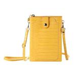 Stone Texture Card Holder Mobile Phone Zipper Bag with Long Strap(Yellow)