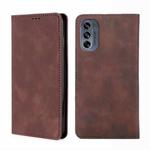 For Motorola Moto G62 5G Skin Feel Magnetic Horizontal Flip Leather Phone Case(Dark Brown)