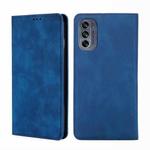 For Motorola Moto G62 5G Skin Feel Magnetic Horizontal Flip Leather Phone Case(Blue)