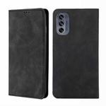 For Motorola Moto G62 5G Skin Feel Magnetic Horizontal Flip Leather Phone Case(Black)