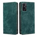 For OPPO A36 4G/A76 4G Global RFID Anti-theft Brush Magnetic Leather Phone Case(Green)