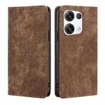 For OPPO Reno8 Pro+ 5G RFID Anti-theft Brush Magnetic Leather Phone Case(Brown)