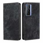 For vivo X70 RFID Anti-theft Brush Magnetic Leather Phone Case(Black)