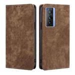 For vivo X70 RFID Anti-theft Brush Magnetic Leather Phone Case(Brown)