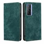 For vivo X70 RFID Anti-theft Brush Magnetic Leather Phone Case(Green)