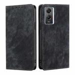 For vivo Y55S 5G RFID Anti-theft Brush Magnetic Leather Phone Case(Black)