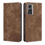 For vivo Y55S 5G RFID Anti-theft Brush Magnetic Leather Phone Case(Brown)