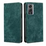 For vivo Y55S 5G RFID Anti-theft Brush Magnetic Leather Phone Case(Green)