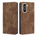 For Huawei Nova 10 RFID Anti-theft Brush Magnetic Leather Phone Case(Brown)