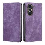For Huawei Nova 10 Pro RFID Anti-theft Brush Magnetic Leather Phone Case(Purple)