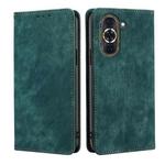 For Huawei Nova 10 Pro RFID Anti-theft Brush Magnetic Leather Phone Case(Green)