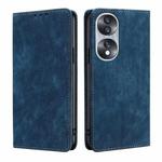 For Honor 70 RFID Anti-theft Brush Magnetic Leather Phone Case(Blue)