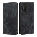 For Samsung Galaxy A03S US 165.85mm RFID Anti-theft Brush Magnetic Leather Phone Case(Black)