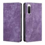 For Sony Xperia 10 IV RFID Anti-theft Brush Magnetic Leather Phone Case(Purple)