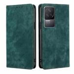 For Xiaomi Redmi K50/K50 Pro RFID Anti-theft Brush Magnetic Leather Phone Case(Green)