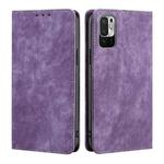 For Xiaomi Redmi Note 10 JE  Japan RFID Anti-theft Brush Magnetic Leather Phone Case(Purple)