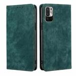 For Xiaomi Redmi Note 10 JE  Japan RFID Anti-theft Brush Magnetic Leather Phone Case(Green)