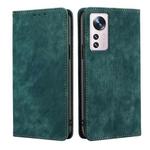 For Xiaomi 12 RFID Anti-theft Brush Magnetic Leather Phone Case(Green)