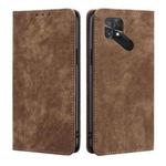 For Xiaomi Poco C40 RFID Anti-theft Brush Magnetic Leather Phone Case(Brown)