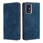 For ZTE Axon 30 Pro RFID Anti-theft Brush Magnetic Leather Phone Case(Blue)