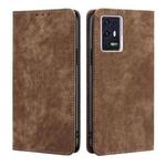 For ZTE Axon 30 Pro RFID Anti-theft Brush Magnetic Leather Phone Case(Brown)