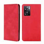 For OPPO A57 4G 2022 Skin Feel Magnetic Horizontal Flip Leather Phone Case(Red)