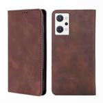 For OPPO Reno7 A JP Version Skin Feel Magnetic Horizontal Flip Leather Phone Case(Dark Brown)