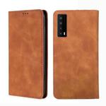 For TCL Stylus 5G Skin Feel Magnetic Horizontal Flip Leather Phone Case(Light Brown)