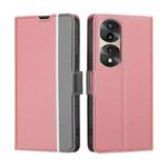 For Honor 70 Pro / 70 Pro+ Twill Texture Side Button Leather Phone Case(Pink)
