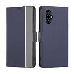 For Xiaomi Poco M4 5G Twill Texture Side Button Leather Phone Case(Blue)