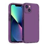 For iPhone 13 Straight Edge Space Shockproof Phone Case(Transparent Purple)