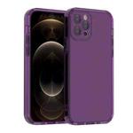 For iPhone 12 Pro Max Straight Edge Space Shockproof Phone Case(Transparent Purple)
