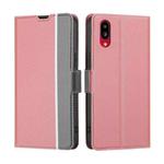 For Sharp Simple Sumaho 6 A201SH Twill Texture Side Button Leather Phone Case(Pink)