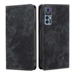 For TCL 30 5G/30+ 5G RFID Anti-theft Brush Magnetic Leather Phone Case(Black)