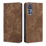 For TCL 30 5G/30+ 5G RFID Anti-theft Brush Magnetic Leather Phone Case(Brown)