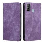 For Tecno Spark 6 GO RFID Anti-theft Brush Magnetic Leather Phone Case(Purple)